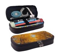 VTCTOASY Trousse à crayons York City Sunset avec fermeture éclair - Grande capacité - Esthétique - Trousse à crayons - Portable - Pour bureau, papeterie, maquillage, bureau, Arbres jaunes en automne,