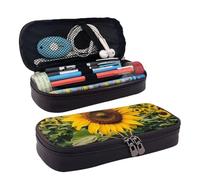 VTCTOASY Trousse à crayons York City Sunset avec fermeture éclair - Grande capacité - Esthétique - Trousse à crayons - Portable - Pour bureau, papeterie, maquillage, bureau, Fleur de tournesol jaune,
