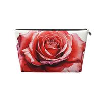 VTCTOASY Trousse de maquillage pour femme - Aquarelle rouge - Grande capacité - Portable - En cuir synthétique - Étanche - Jolie trousse de toilette esthétique avec fermeture éclair, Argenté., Taille