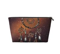 VTCTOASY Trousse de maquillage pour femme - Attrape-rêves - Grande capacité - Portable - En cuir synthétique - Étanche - Jolie trousse de toilette esthétique - Fermeture éclair, Argenté, One Size