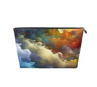 VTCTOASY Trousse de maquillage pour femme avec couche de nuage coloré abstrait - Grande capacité - Portable - En cuir synthétique - Imperméable - Jolie trousse de toilette esthétique à fermeture