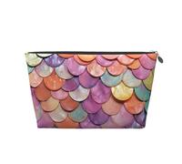 VTCTOASY Trousse de maquillage pour femme avec écailles de sirène, sac de voyage de grande capacité, sac de rangement de maquillage portable en cuir synthétique, trousse de toilette mignonne et