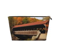VTCTOASY Trousse de maquillage pour femme avec pont couvert Albany - Grande capacité - Portable - En cuir synthétique - Étanche - Jolie trousse de toilette esthétique à fermeture éclair, doré, One