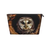 VTCTOASY Trousse de maquillage pour femme avec trou d'arbre en forme de hibou - Grande capacité - Portable - En cuir synthétique - Étanche - Jolie trousse de toilette esthétique à fermeture éclair,