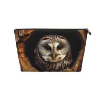 VTCTOASY Trousse de maquillage pour femme avec trou d'arbre en forme de hibou - Grande capacité - Portable - En cuir synthétique - Étanche - Jolie trousse de toilette esthétique à fermeture éclair,