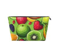 VTCTOASY Trousse de maquillage pour femme - Différents fruits - Grande capacité - Portable - En cuir synthétique - Étanche - Trousse de toilette mignonne et esthétique avec fermeture éclair, Argenté,