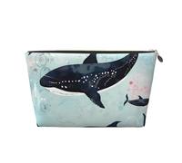 VTCTOASY Trousse de maquillage pour femme en forme de baleine - Grande capacité - Portable - En cuir synthétique - Étanche - Jolie et esthétique - Fermeture éclair, doré, One Size