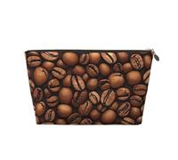 VTCTOASY Trousse de maquillage pour femme en grains de café torréfiés, trousse de voyage de grande capacité, sac de rangement de maquillage portable en cuir synthétique, trousse de toilette