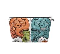 VTCTOASY Trousse de maquillage pour femme - Fonctions cérébrales gauche et droite - Grande capacité - Portable - En cuir synthétique - Étanche - Jolie trousse de toilette esthétique avec fermeture
