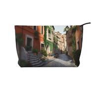 VTCTOASY Trousse de maquillage pour femme - Grande capacité - Portable - En velours côtelé - Trousse de toilette de voyage mignonne et esthétique avec fermeture éclair, Rue d'Italie, Taille unique
