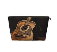 VTCTOASY Trousse de maquillage pour femme - Guitare Old West - Trousse de maquillage de voyage - Grande capacité - Portable - En cuir synthétique - Imperméable - Jolie trousse de toilette esthétique