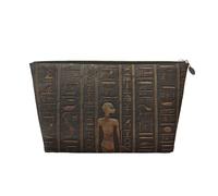 VTCTOASY Trousse de maquillage pour femme - Hiéroglyphe égyptien antique - Grande capacité - Portable - Organiseur de maquillage portable - En cuir synthétique - Imperméable - Jolie trousse de