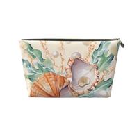 VTCTOASY Trousse de maquillage pour femme - Illustration d'algues - Grande capacité - Portable - En cuir synthétique - Étanche - Jolie - Esthétique - Fermeture éclair, doré, Taille unique