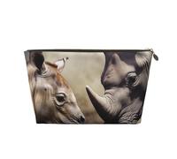 VTCTOASY Trousse de maquillage pour femme - Motif animaux - Grande capacité - Portable - En cuir synthétique - Étanche - Jolie et esthétique - Fermeture éclair, doré, One Size