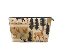 VTCTOASY Trousse de maquillage pour femme - Motif animaux sauvages - Rétro - Ferme - Voyage - Grande capacité - Portable - En cuir synthétique - Étanche - Trousse de toilette mignonne - Esthétique -