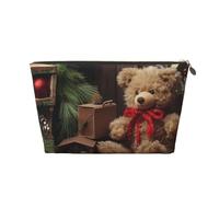 VTCTOASY Trousse de maquillage pour femme - Motif branche d'arbre de Noël, ours - Grande capacité - Portable - En cuir synthétique - Étanche - Jolie trousse de toilette esthétique avec fermeture