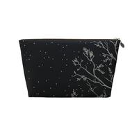 VTCTOASY Trousse de maquillage pour femme - Motif branches d'arbre et lune - Grande capacité - Portable - En cuir synthétique - Étanche - Jolie trousse de toilette esthétique à fermeture éclair, doré,
