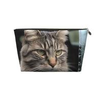 VTCTOASY Trousse de maquillage pour femme - Motif chat qui casse le verre dans la voiture - Grande capacité - Portable - Organiseur de maquillage portable - En cuir synthétique - Imperméable - Jolie
