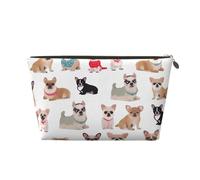 VTCTOASY Trousse de maquillage pour femme - Motif chihuahua carlin - Grande capacité - Portable - En cuir synthétique - Étanche - Avec fermeture éclair, doré, One Size