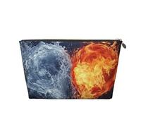 VTCTOASY Trousse de maquillage pour femme - Motif cœur de feu - Grande capacité - Portable - En cuir synthétique - Étanche - Jolie et esthétique - Fermeture éclair, doré, One Size