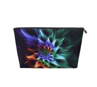 VTCTOASY Trousse de maquillage pour femme - Motif floral abstrait - Grande capacité - Portable - En cuir synthétique - Étanche - Jolie et esthétique - Fermeture éclair, Argenté, One Size