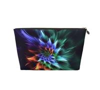 VTCTOASY Trousse de maquillage pour femme - Motif floral abstrait - Grande capacité - Portable - En cuir synthétique - Étanche - Jolie et esthétique - Fermeture éclair, doré, One Size