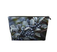 VTCTOASY Trousse de maquillage pour femme - Motif fruits sauvages violets - Grande capacité - Portable - En cuir synthétique - Étanche - Jolie trousse de toilette esthétique avec fermeture éclair,