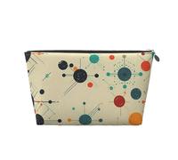 VTCTOASY Trousse de maquillage pour femme - Motif géométrique abstrait - Grande capacité - Portable - En cuir synthétique - Étanche - Jolie trousse de toilette esthétique avec fermeture éclair,