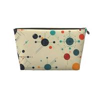 VTCTOASY Trousse de maquillage pour femme - Motif géométrique abstrait - Grande capacité - Portable - En cuir synthétique - Étanche - Jolie trousse de toilette esthétique avec fermeture éclair, doré,