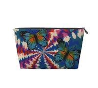 VTCTOASY Trousse de maquillage pour femme - Motif papillon - Grande capacité - Portable - En cuir synthétique - Étanche - Jolie et esthétique - Fermeture éclair, Argenté, One Size