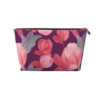 VTCTOASY Trousse de maquillage pour femme - Motif pétales de pivoine - Grande capacité - Portable - En cuir synthétique - Étanche - Jolie trousse de toilette esthétique - Fermeture éclair, doré, One