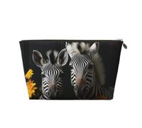 VTCTOASY Trousse de maquillage pour femme - Paire de tournesols et zèbres - Grande capacité - Portable - En cuir synthétique - Étanche - Jolie trousse de toilette esthétique avec fermeture éclair,
