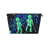 VTCTOASY Trousse de maquillage pour femme phosphorescente - Grande capacité - Portable - En cuir synthétique - Étanche - Jolie trousse de toilette - Esthétique - Fermeture éclair, Argenté, One Size