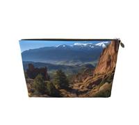 VTCTOASY Trousse de maquillage pour femme Pikes Peak Colorado - Grande capacité - Portable - En cuir synthétique - Étanche - Jolie trousse de toilette esthétique avec fermeture éclair, doré, One Size
