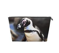 VTCTOASY Trousse de maquillage pour femme - Pingouin africain - Grande capacité - Portable - En cuir synthétique - Étanche - Jolie trousse de toilette - Esthétique - Fermeture éclair, Argenté, One