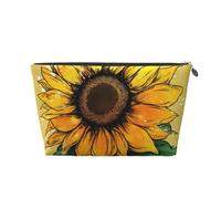 VTCTOASY Trousse de maquillage pour femme qui brille comme un tournesol - Grande capacité - Portable - En cuir synthétique - Étanche - Jolie trousse de toilette esthétique avec fermeture éclair,