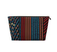 VTCTOASY Trousse de maquillage pour femme - Rayures et rangées d'étoiles - Grande capacité - Portable - En cuir synthétique - Étanche - Jolie trousse de toilette esthétique avec fermeture éclair,