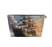 VTCTOASY Trousse de maquillage pour femme - Style rétro - Grande capacité - Portable - En cuir synthétique - Étanche - Jolie et esthétique - Fermeture éclair, Argenté, One Size