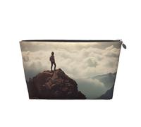VTCTOASY Trousse de maquillage pour femme sur un sommet de la montagne, trousse de maquillage portable de grande capacité, sac de rangement de maquillage portable en cuir synthétique, trousse de