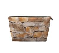 VTCTOASY Trousse de maquillage pour femme - Texture murale - Grande capacité - Portable - En cuir synthétique - Étanche - Jolie et esthétique - Fermeture éclair, doré, One Size