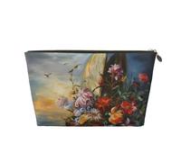 VTCTOASY Trousse de maquillage pour femme - Trousse de maquillage portable de grande capacité en cuir synthétique imperméable - Jolie trousse de toilette esthétique à fermeture éclair, doré, One Size