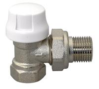 VTE-12A Robinet d'équerre thermostatique 1/2", raccord M30 x 1,5, robinet de radiateur en laiton, nickelé