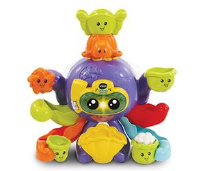 VTech 80-555204 Jouet de bain amusant Octopus pour le bain pour bébé qui parle et chante, pour enfants de 1 à 5 ans, multicolore (version allemande)
