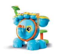VTech - Ma Batterie Jungle Rock, Instrument de Musique Bébé, Batterie Interactive Éléphant avec Baguettes et Tabouret Enfant, Jouet d'Éveil Musical, Cadeau Enfant Dès 18 Mois - Contenu en Français