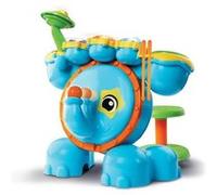 VTech - Ma Batterie Jungle Rock, Instrument de Musique Bébé, Batterie Interactive Éléphant avec Baguettes et Tabouret Enfant, Jouet d'Éveil Musical, Cadeau Enfant Dès 18 Mois - Contenu en Français