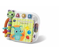 VTech Baby Learn and Discover Livre de bébé interactif avec 3 modes et 13 pages nettoyables, mélodies et phrases, enseignant les animaux, les couleurs et les formes, jouet pour bébé de 6, 12, 24 mois