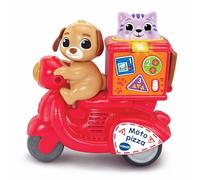 VTech -Baby Moto Pizza Livraison Express, véhicule interactif, Sons réalistes, enseigne Les Formes, Les Chiffres et Les Couleurs, Jouet pour bébés à partir de 12 Mois, Version ESP
