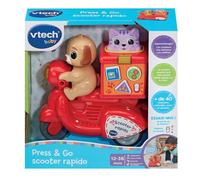 VTech Jouet Press & Go Scooter Rapido – Petit scooter qui roule seul, Livreur de pizza, Dès 1 an