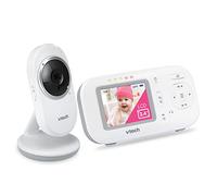 VTech Babyphone avec écran 2,4 Pouces, Vision Nocturne, Communication bidirectionnelle, capteur de température, indicateur sonore, portée jusqu'à 300 m, Sons apaisants et berceuses, sans Wi-FI :VM320