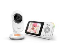 VTech BM3254 Baby Monitor with Camera, Long Rang,2.8" LCD Screen,Color Night Light,Southing Sound &Lullabies,Two Way Talk - FR Version White